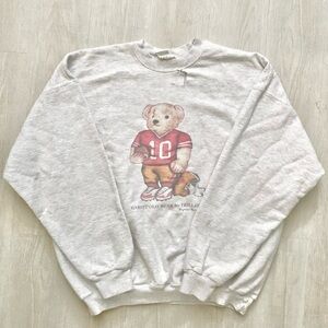 Garoppolo Bear by Trillest Crewneck Sweatshirt Heather Grey/White  XL